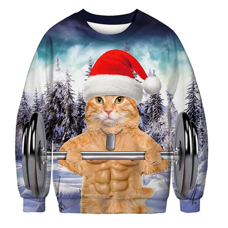 chl20190806sweater-3 Уродливый Рождественский свитер с принтом Санта Клауса, свободный свитер для мужчин и женщин, Рождественский осенне-зимний топ, одежда - Цвет: chl20190806sweater-3