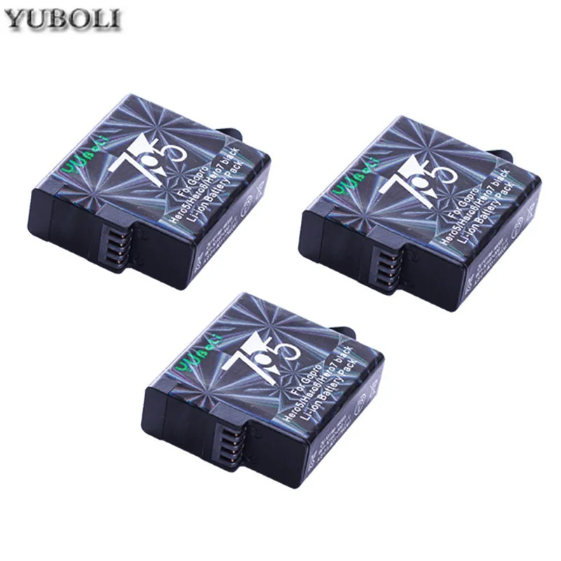 3battery 4 x Gopro hero 7 батареи Gopro5 батареи+ lcd двойное USB зарядное устройство для GoPro GO PRO hero 5 hero 5 6 7 hero 7 Черные Аксессуары для камеры - Цвет: 3battery