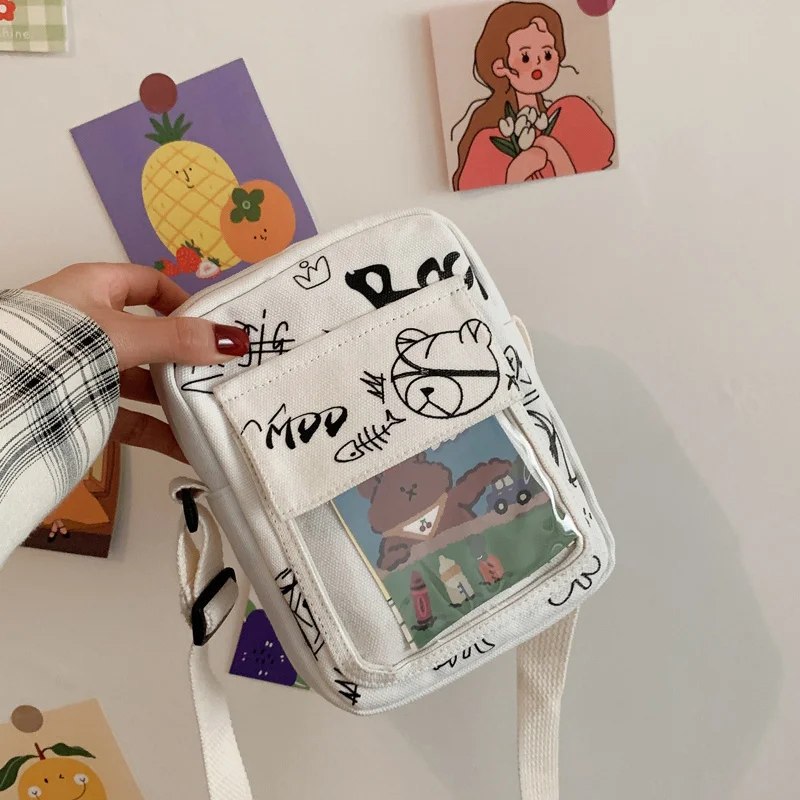 

Beibao Xiaobao 2021 new fashion cute ins xiaoqingxin student Canvas Messenger Bag single shoulder bag