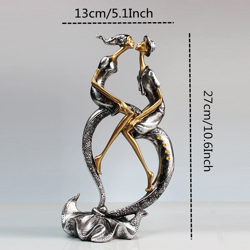

27cm Resin Love Couple Figurines European Crafts Creative Living Room TV Cabinet Bedroom Home Decoration Accessories Gift