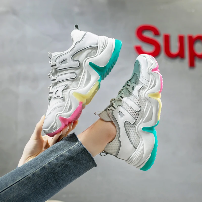

2020 Spring Autumn Women Casual Shoes Female Sneakers Breathable Women Lace Up Boots Comrfortable Platform Shoes Women Sneakers