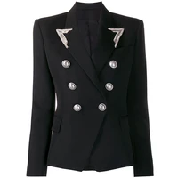 high street 2021 designer blazer womens strass beading collar double breasted lion buttons blazer jacket