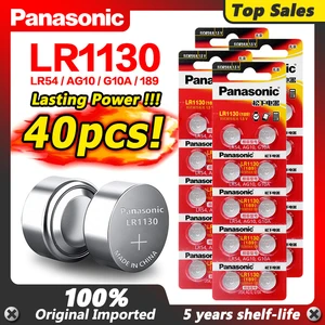 Panasonic 40Pcs/4Cards 1.5V AG10 1130 LR1130 Button Batteries 389 LR54 SR54 SR1130W 189 SB-BU L1130 Alkaline Cell Coin Battery