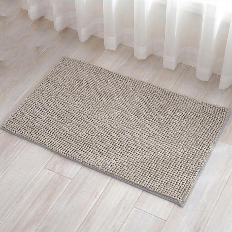 Gray Short-Haired Chenille Doormat Rug Water Absorption Carpet Kitchen Bathroom Carpet Floor Mat for Living Room Anti Slip Bath Mat - Цвет: Gray