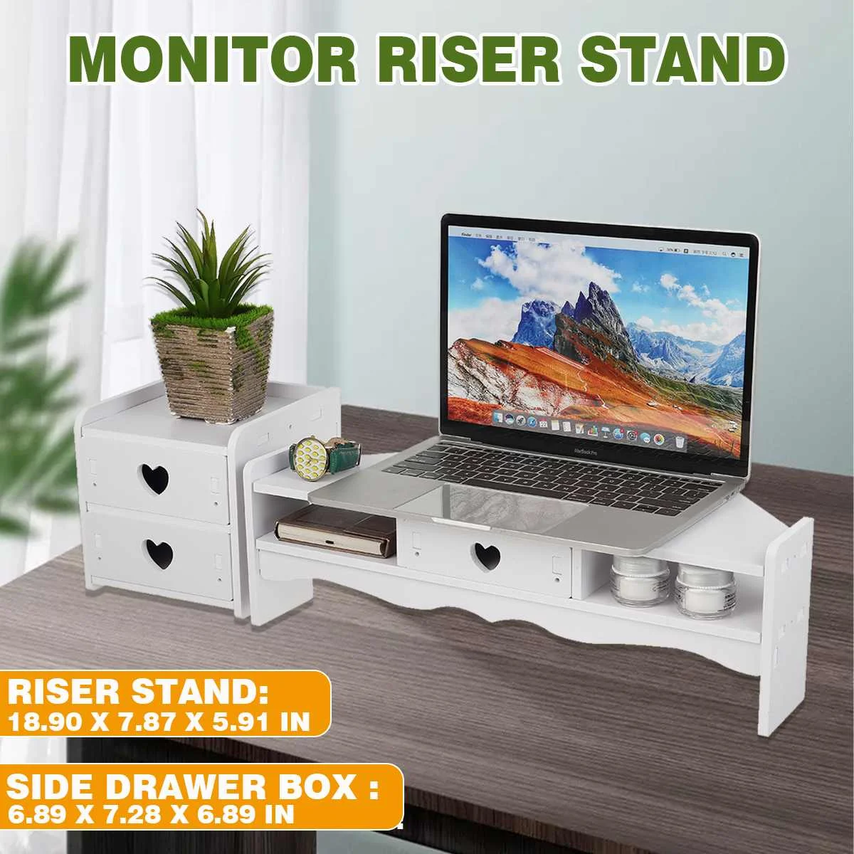

Computer Monitor Riser Laptop Stand Multifunction Desktop Holder Monitor Holder Organizer Screen Shelf Lapdesk Table Storage
