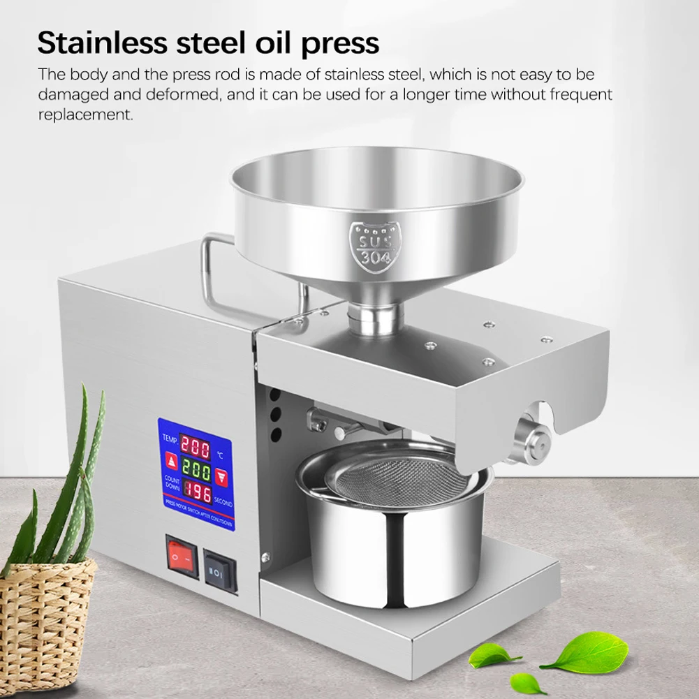 LTP333 610W Intelligent Stainless Steel Household Commercial Oil Press Machine with Digital Display 0~300℃ Temperature Control - купить по