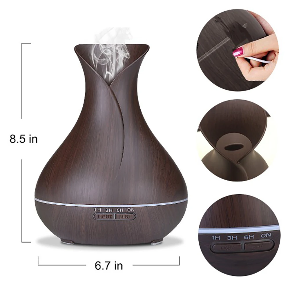 

Aroma Diffuser 550ml vase essential oil diffuser 7-color light 14W humidifier