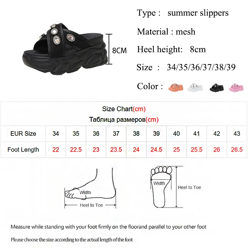 

Rimocy Rhinestone Wedges Slippers Women Summer 2021 Fashion Diamond Platform Sandals Woman Open Toe Thick Bottom Beach Slides