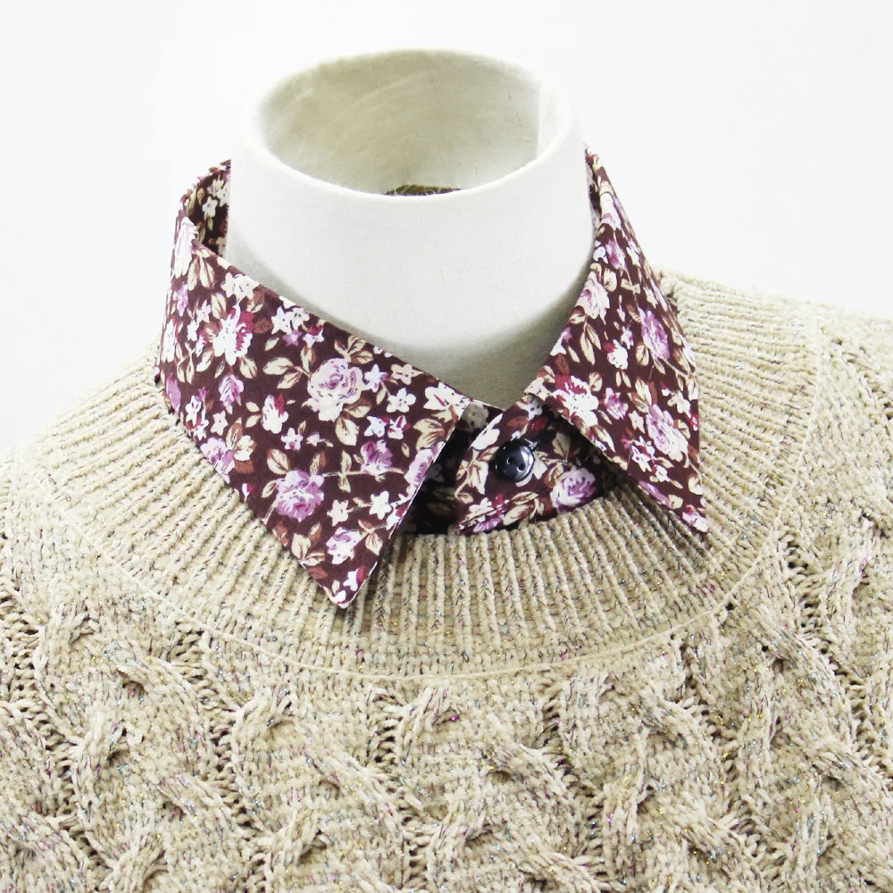 Linbaiway хлопок Поддельный Воротник для мужские Для женщин Цветочный Съемная