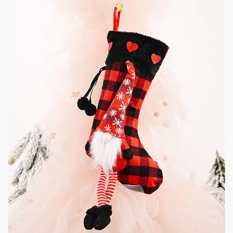 

Christmas Stocking Leggings Hanging Doll Ornaments Xmas Pendant Santa Claus Socks Merry Christmas Decor