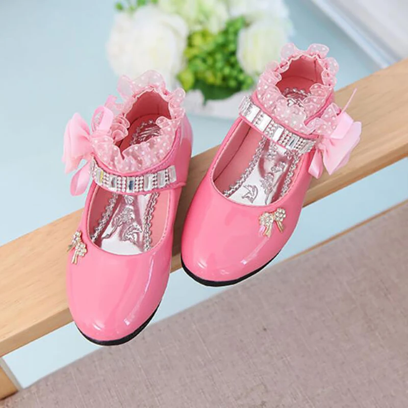 Baby Girls Shoes Flower Children White Lace Princess Patent Leather Dress Bling Mary Janes Kids Flats 1-12T |