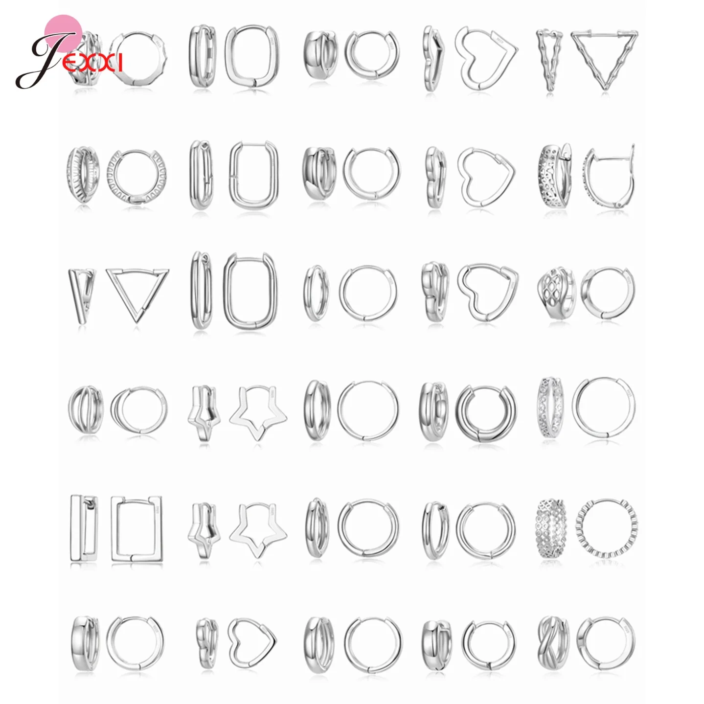 

Simple 925 Sterling Silver Heart Star Circle Earring For Women Girl Geometric Minimalist Small Hoop Earrings Jewelry Accessories