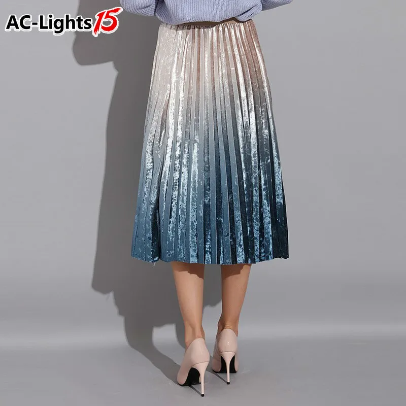 Юбка Женская Длинная с высокой талией плиссированная юбка А-силуэта в стиле