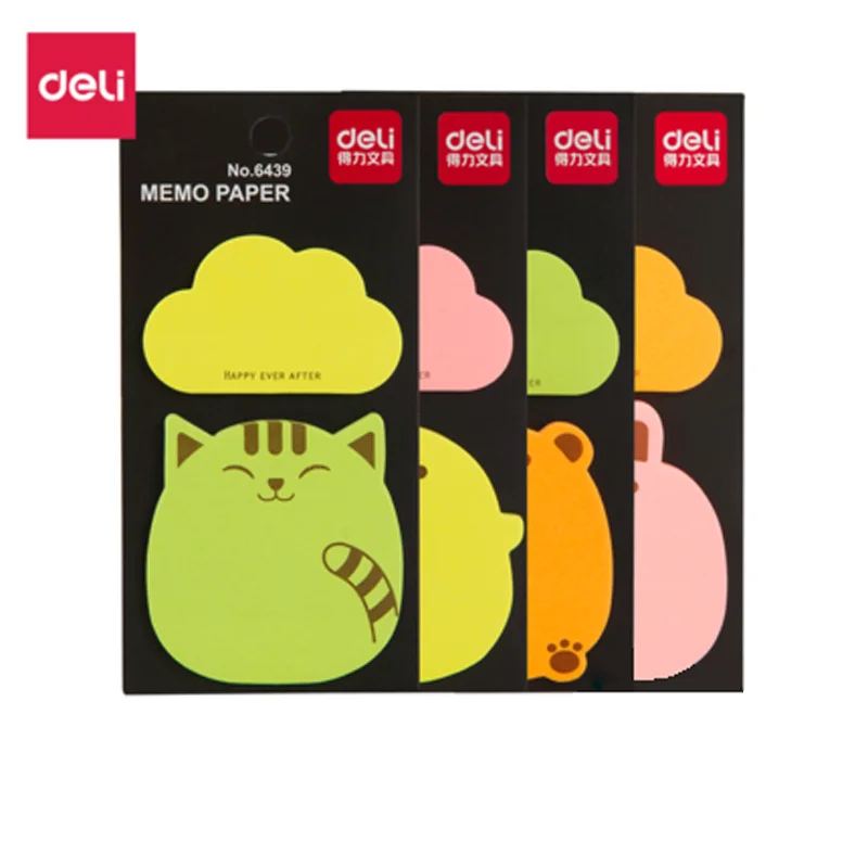 Deli 6439 флуоресцентная бумага для заметок, указательный плакат, креативная, милая, повседневная бумага для заметок, 4 цвета