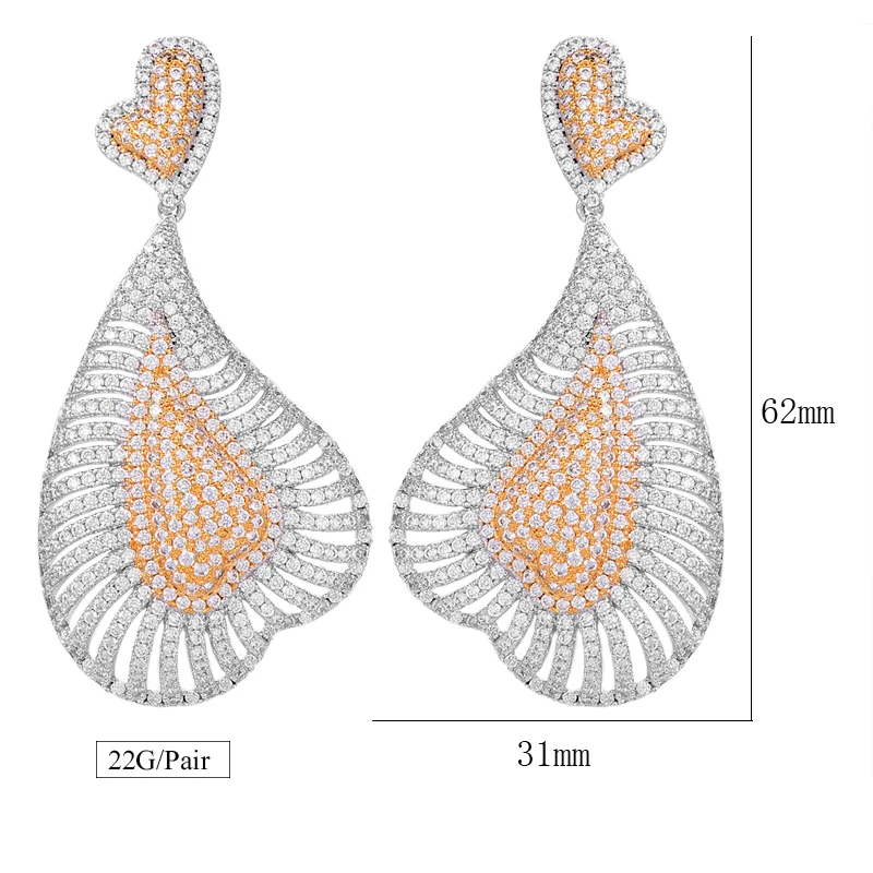 

SISCATHY Dubai Style Delicate Noble Heart drop Earrings For Girl Elegant Jewelry Women Bridal Wedding Party Daily New Popular