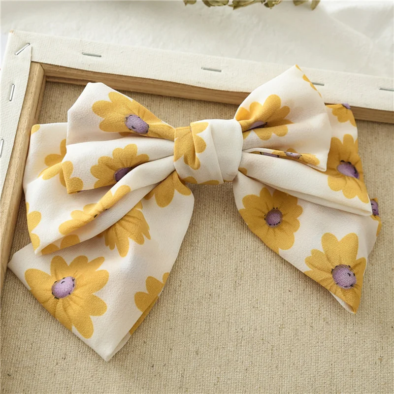 

3 Layers Large Bow Hairpins Hair Clip Women Floral Chiffon Trendy Hairgrip Girls Barrettes sweet Ladies Hair Pin Accessories