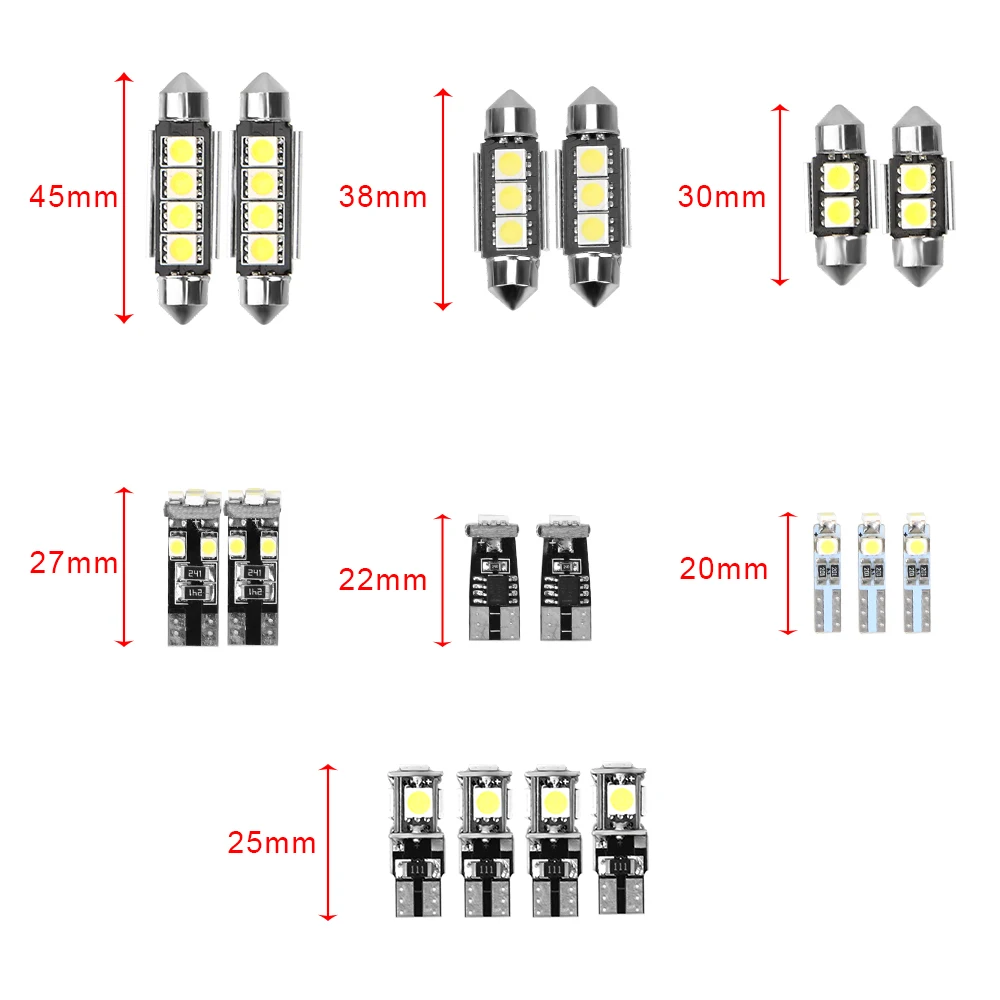

LEEPEE 17Pcs/set T10 White Interior LED Light kits License Plate Lights Car Signal Lamp Error Free Car Bulbs Interior