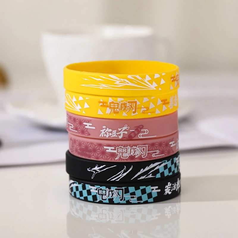 1Pc Anime Demon Slayer Kimetsu No Yaiba Blade Of Ghost Wristband Rubber Silicone Men Bracelet Sport Jewelry Gifts - купить по