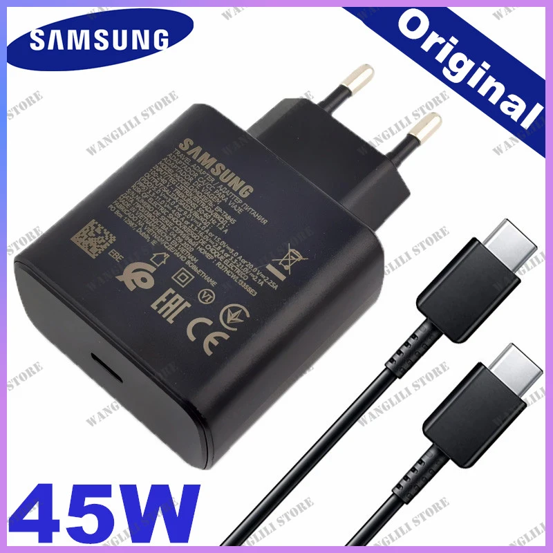 

Original samsung S20 super fast charger 45W quick charge adapter For Galaxy A51 A50 A30 S8 S9 S10 S10E plus note 8 9 10 C Cable