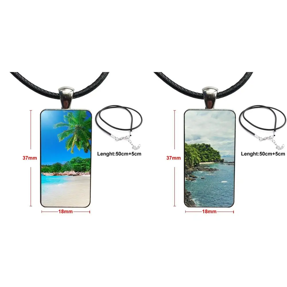 Jewelry With Steel Plated Glass Cabochon Choker Long Pendant Rectangle Necklace For Kids Beads Costa Rica Flag | Украшения и