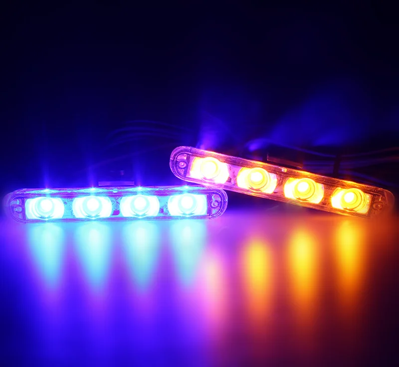 Скорой помощи полиции светильник 12V Беспроводной Удаленный 4x4/ledStrobe Предупреждение светильник для грузовой автомобиль аварийный светильник мигает пожарные светильник s - Испускаемый цвет: Bule  and Yellow