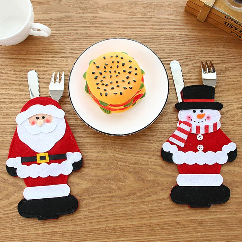

1/5pcs Christmas Decorations Snowman Kitchen Tableware Holder Bag Party Gift Xmas Ornament Christmas Decorations For Home Table
