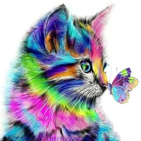 5d diy diamond painting cross stitch colorful cat full square round drill embroidery mosaic handmade room wall decor craft gift