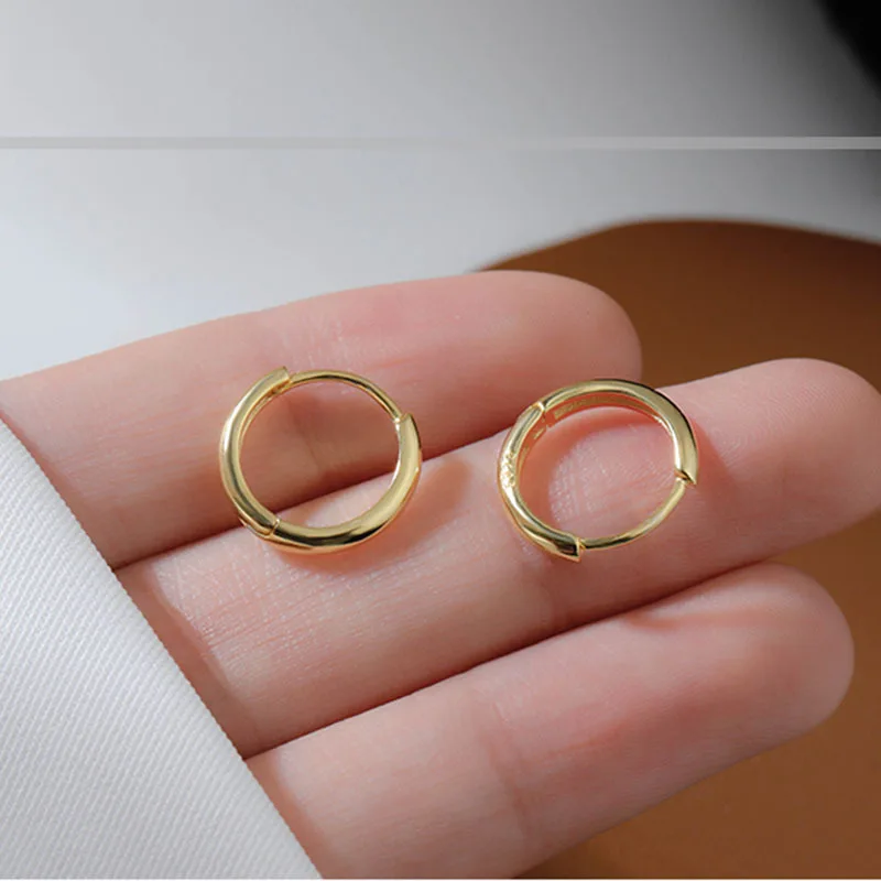 

2021 New Fashion Simple 1P S925 Hoop Earrings For Women EarBone Circle Temperament Personality Golden Silver Color Jewelry Gift