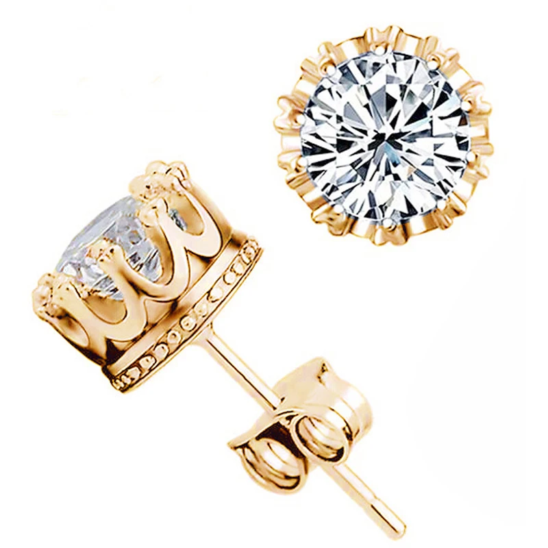 Серьги гвоздики в виде короны из циркона для мужчин и женщин|Серьги-гвоздики| |