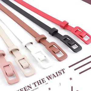 Ремень с боковой пряжкой Женский, тонкий пояс золотистого цвета для джинсов, в простом стиле, с круглой пряжкой, для студентов