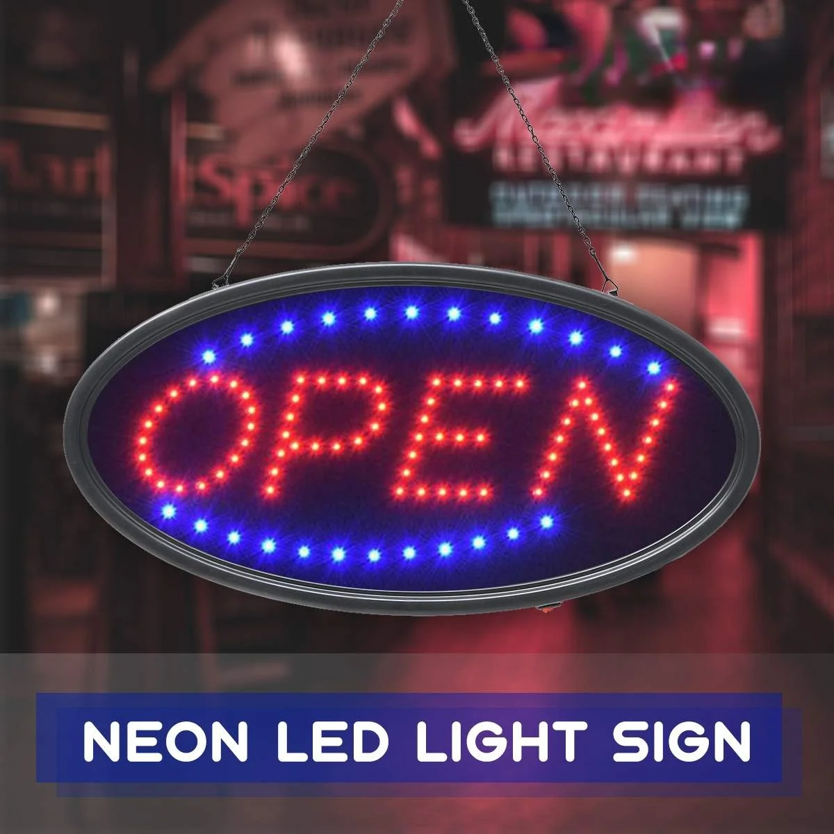 

LED store Open sign Logo Advertising Light Board Shopping Mall Bright Animated Motion Neon Business Store Billboard US EU Plug