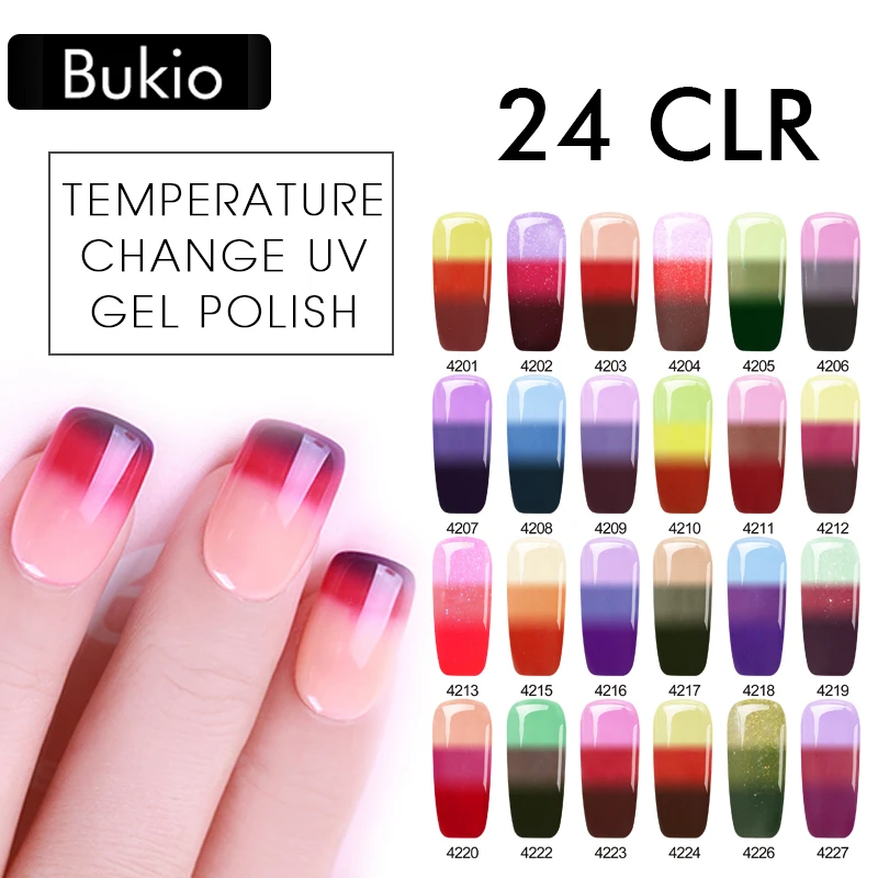 Bukio новейшая мода изменение температуры Цвет гель лак для ногтей термо Хамелеон
