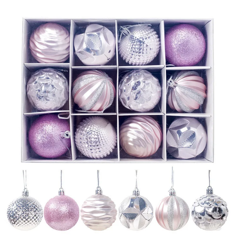 

12Pcs/Set Boxed Christmas Ball Glitter Baubles Balls Ornament Shop Christmas Tree Decoration Balls Xmas Party Hanging Pendant