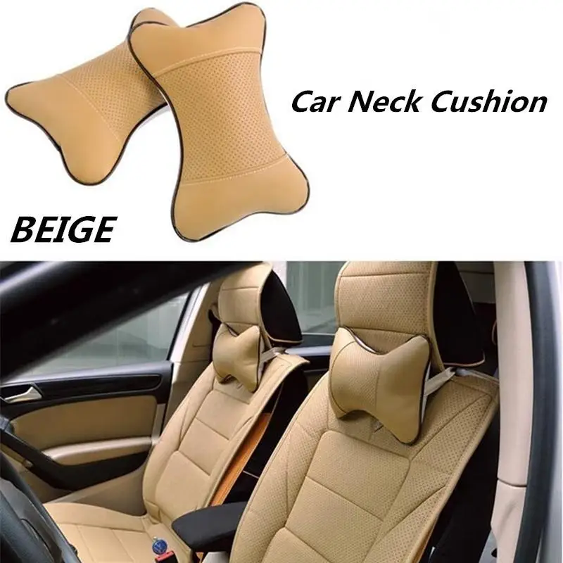 

2PCS Vehicle Leather Breathable Travel Pillow Head Neck Rest Support Cushion Pillow Neck Pillow Accessories Auto Safety Pillow