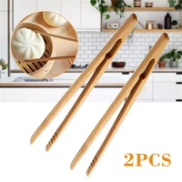2pcs bamboo wood wooden food toast salad tongs toaster bacon sugar ice tea tong tea clips teaware for kitchen
