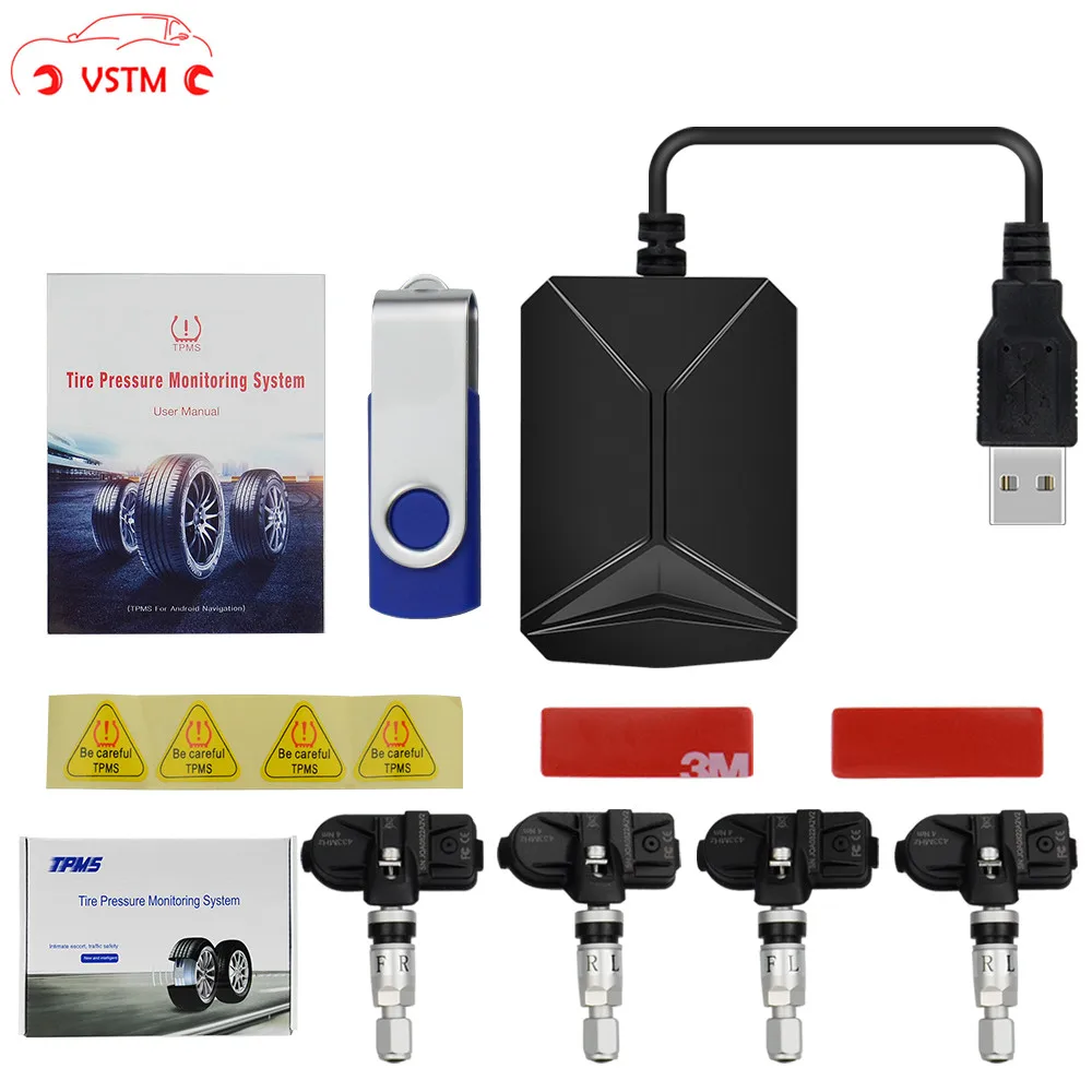 Система контроля давления в шинах беспроводная система с 4 внешними датчиками USB
