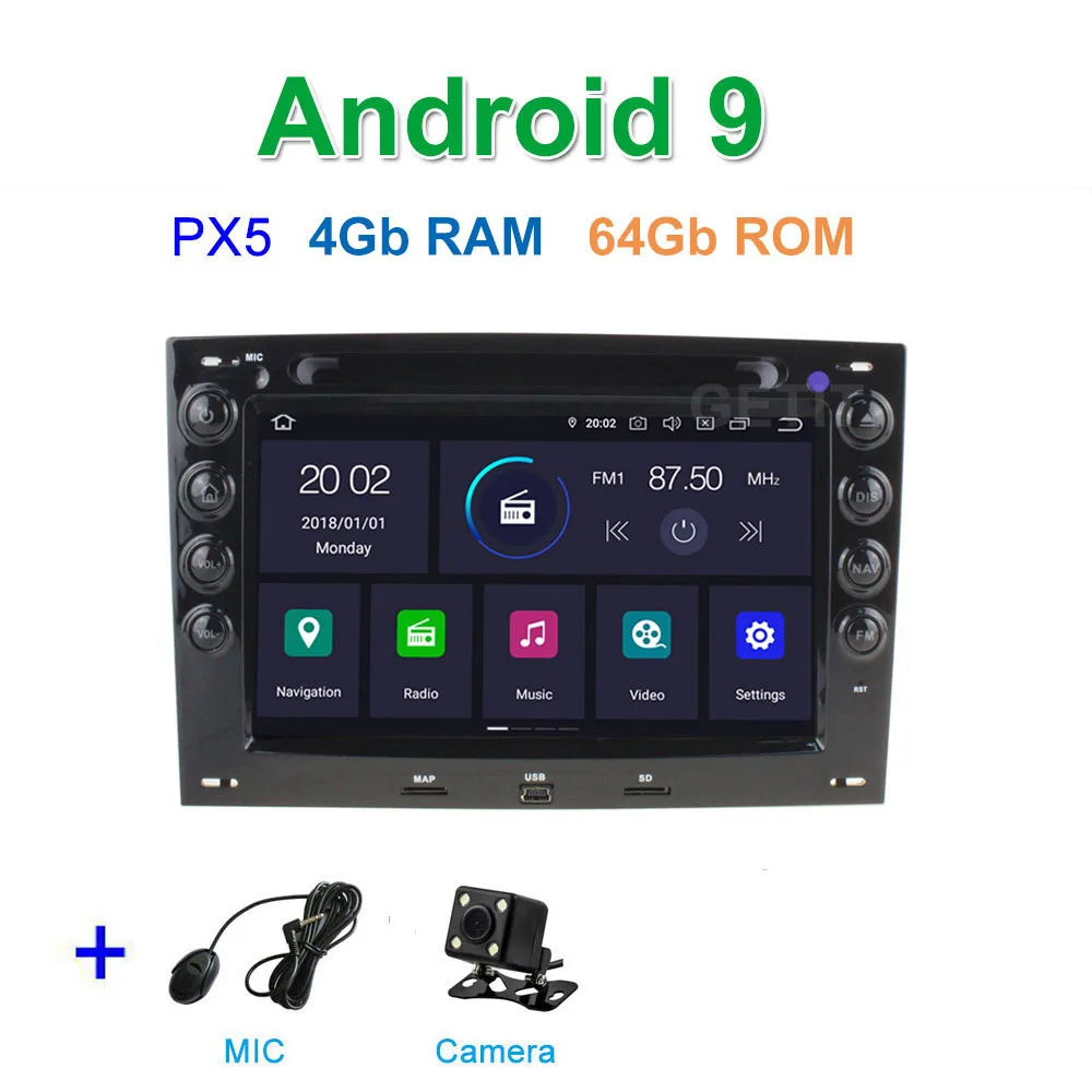 PX5 4G CAMERA DSP 64G PX6 Android 9 автомобильный DVD видео стерео радио плеер gps навигация для Renault Megane 2 2003-2008 - Цвет: PX5 4G CAMERA