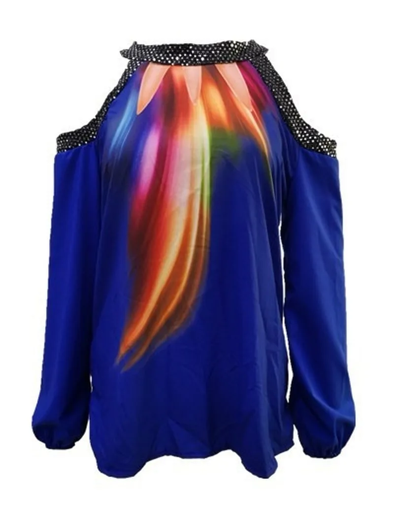 Весна-лето 2020 женская футболка модная с длинным рукавом и принтом в виде листьев