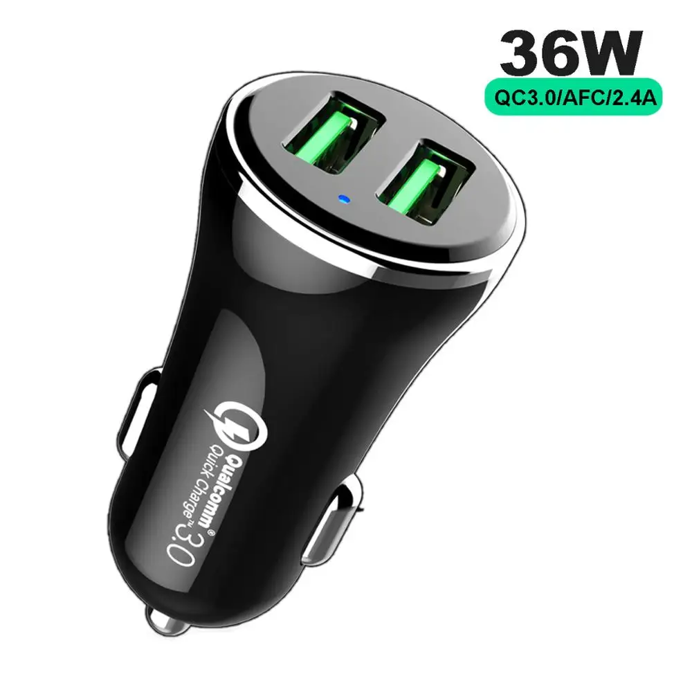 Быстрое Автомобильное зарядное устройство с 2 портами QC 3 0 быстрая зарядка 36 Вт 5 В