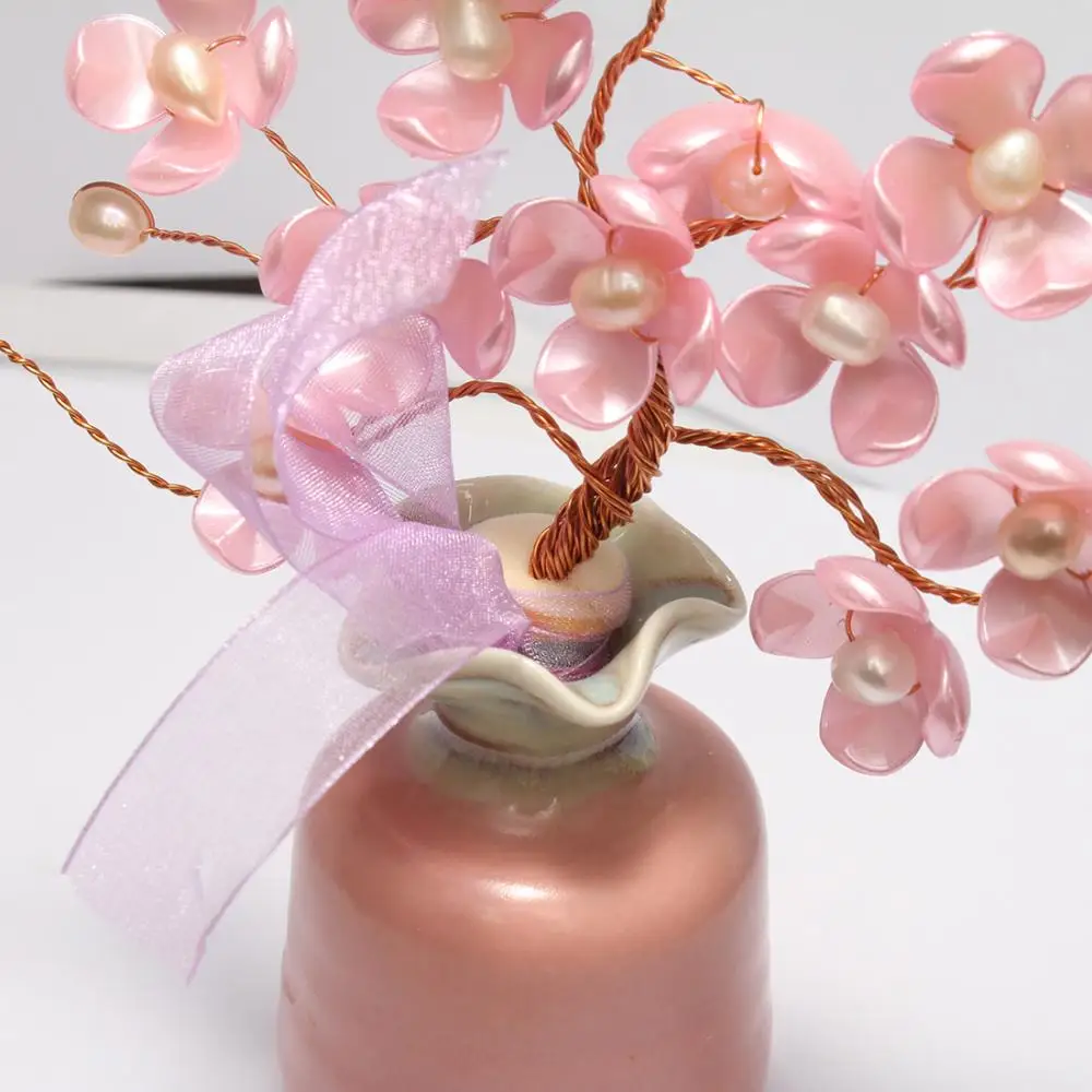 

Pink Crystal Money Tree Ornament With Pearl Desktop Decoratin Cerative Fortune Trees Feng Shui Lucky Chinese Golden Tree Crafts