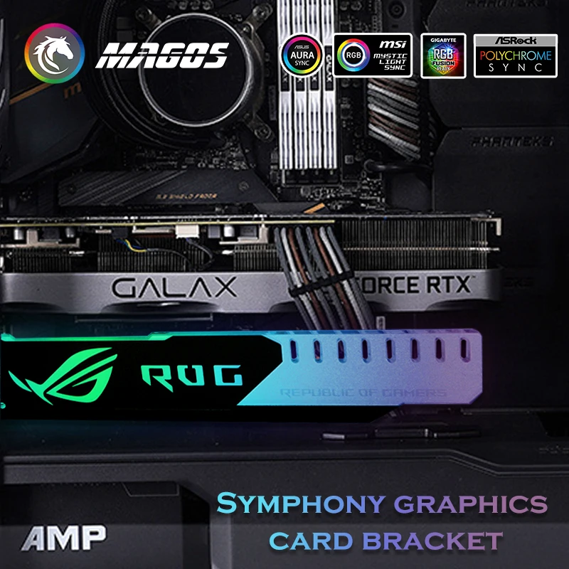 RGB подставка для графического процессора ROG/MSI/AMD/NVIDIA/AORUS SYNC Black/Silver|Кулеры и системы
