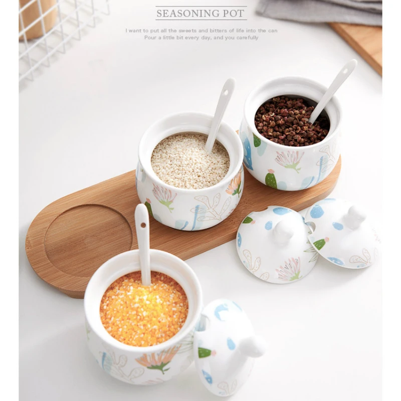 

Nordic household ceramic seasoning jar seasoning jar set seasoning box salt shaker seasoning bottle set seasoning box