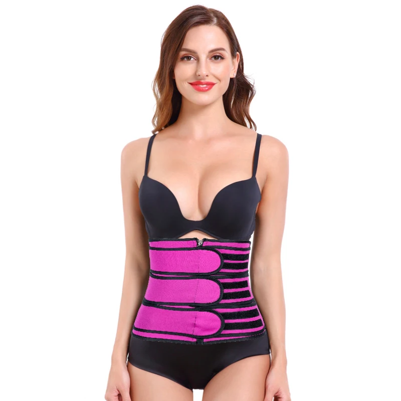 

2021 New Women Waist Trainer Fitness Sauna Sweat Neoprene Slimming Belt Girdle Shapewear Modeling Strap Zipper Body Shaper
