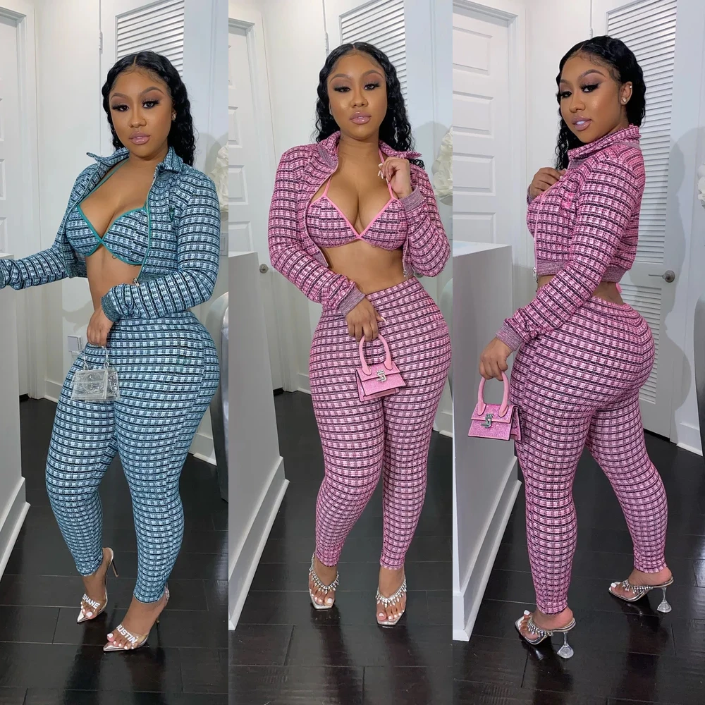 Чокомист из двух частей сексуальный милый клетчатый комплект (с бюстгальтером)