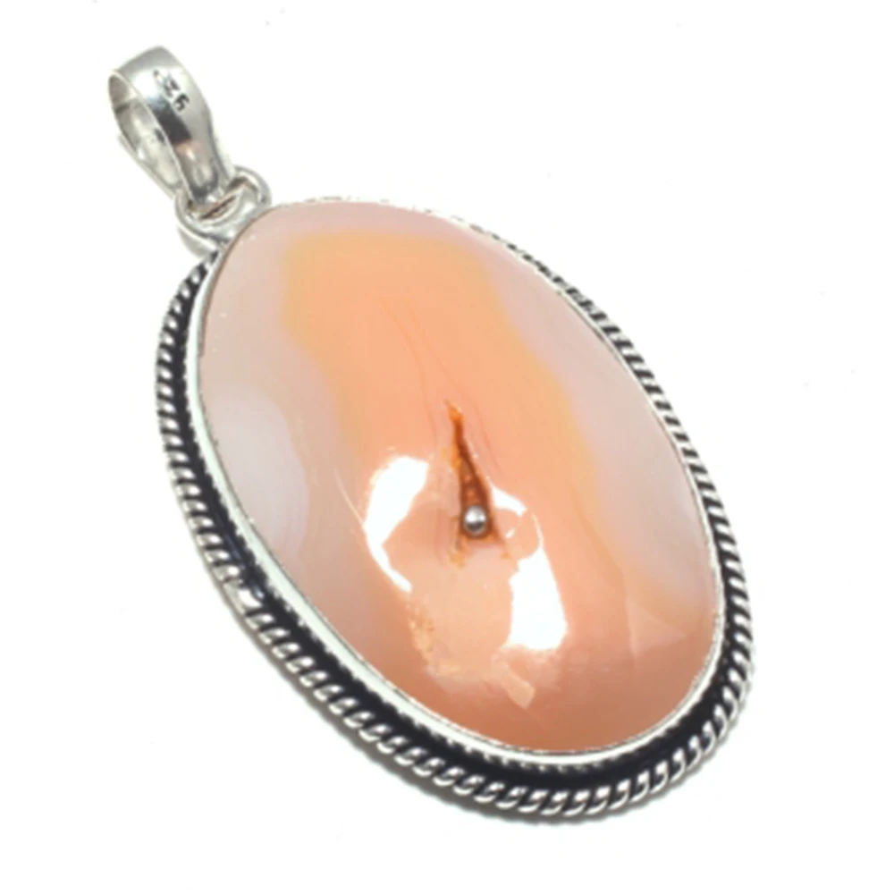 Подлинная Подвеска из Ботсваны и агата серебряное покрытие поверх меди Женские