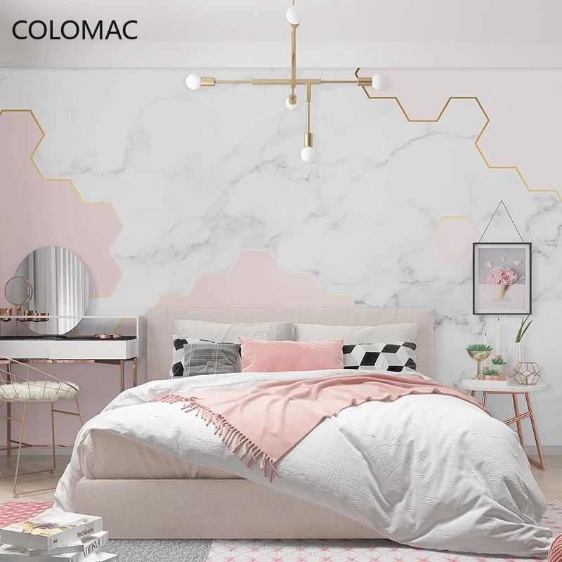 

Colomac Custom KOL Pink Light Luxury Wallpaper Nordic Girl Bedroom Background Mural Cute Room Decorations Dropshipping