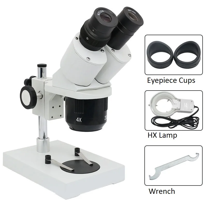 Microscopio Industrial estéreo iluminado, herramienta de reparación de soldadura para teléfono móvil, reloj, reparación de reloj, inspección PCB, 20x 40X
