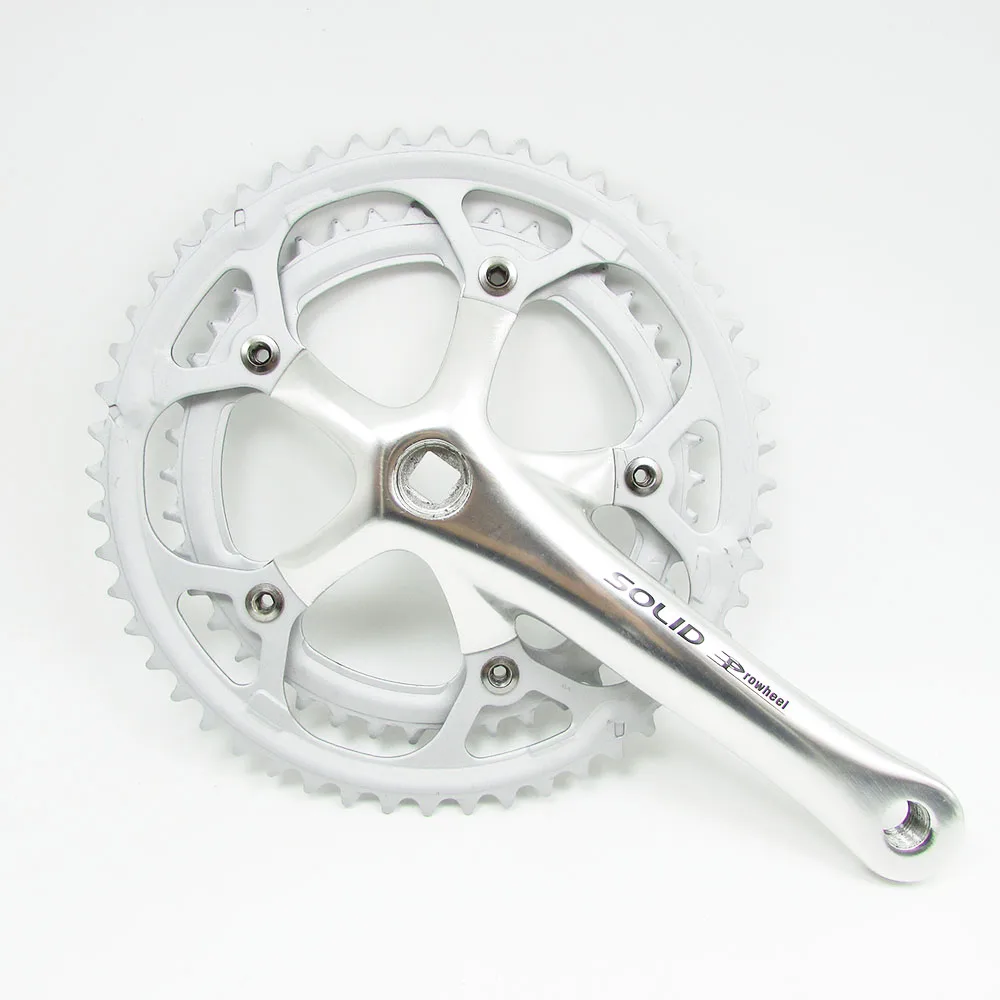Silver crankset PROWHEEL 7/8/9 скорость Дорожный велосипед crankest передняя Звездочка 52/42 т 130BCD алюминиевого сплава квадратное отверстие складной велосипед Звездочка рукоятка колеса - Цвет: Silver crankset