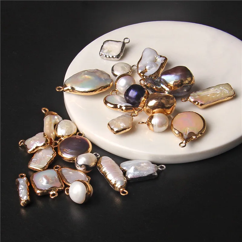 Hot Sale Irregular Shape Natural Pearls Pendant Freshwater Pearl Charms For Fine Jewelry Making Bracelet  DIY Necklaces 2pcs/lot