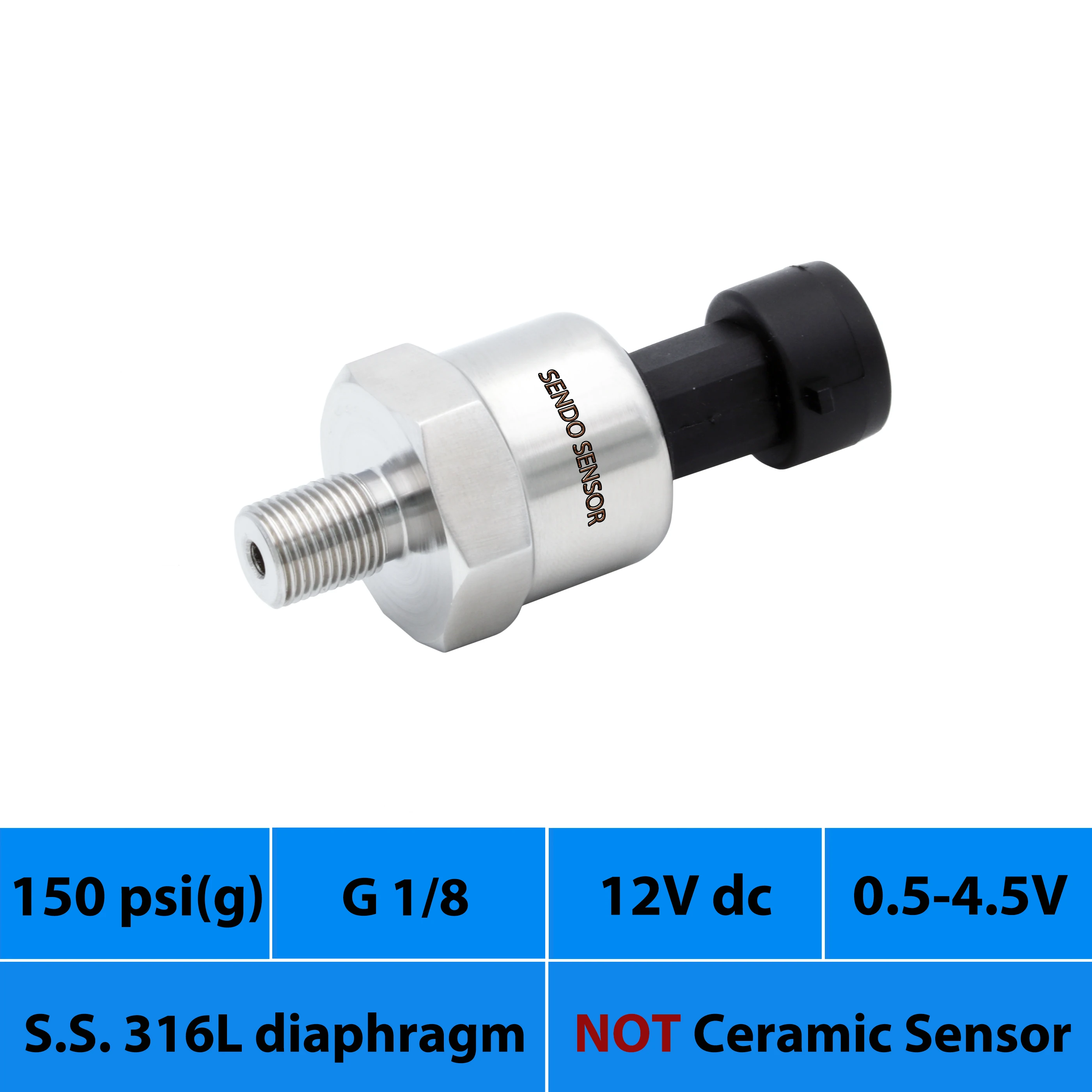 signal 0.5 4.5V pressure sensors 0 150psi 10bar gauge 1mpa IP65 12V to 30V 24V G1 8 thread AISI 316L diaphragm gas oil | Инструменты